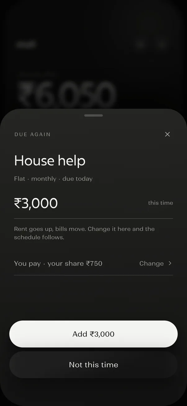 Mull app: house help is due again, ₹3,000